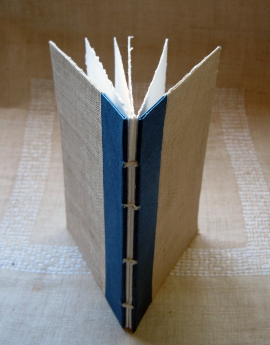 Test book made using vintage handwoven chinese silk.